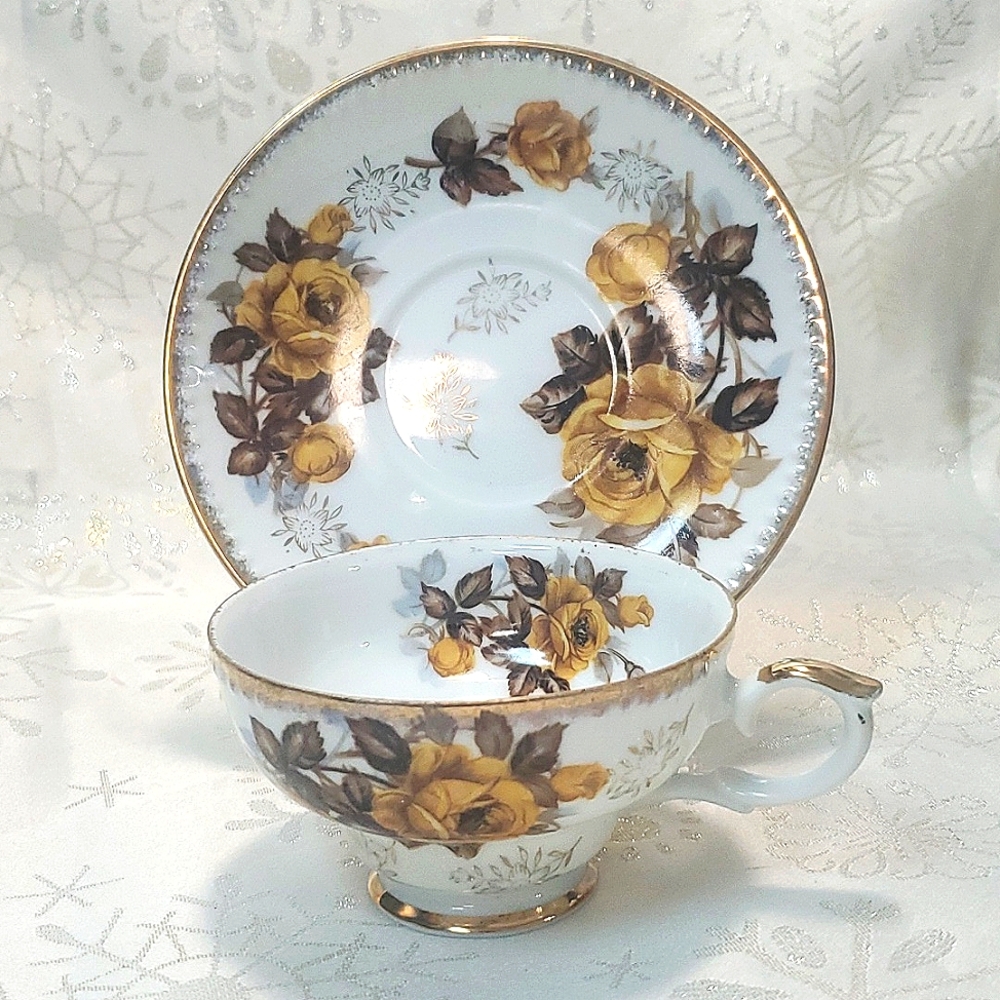 Vintage Marco Autumn Roses Tea Cup and Saucer